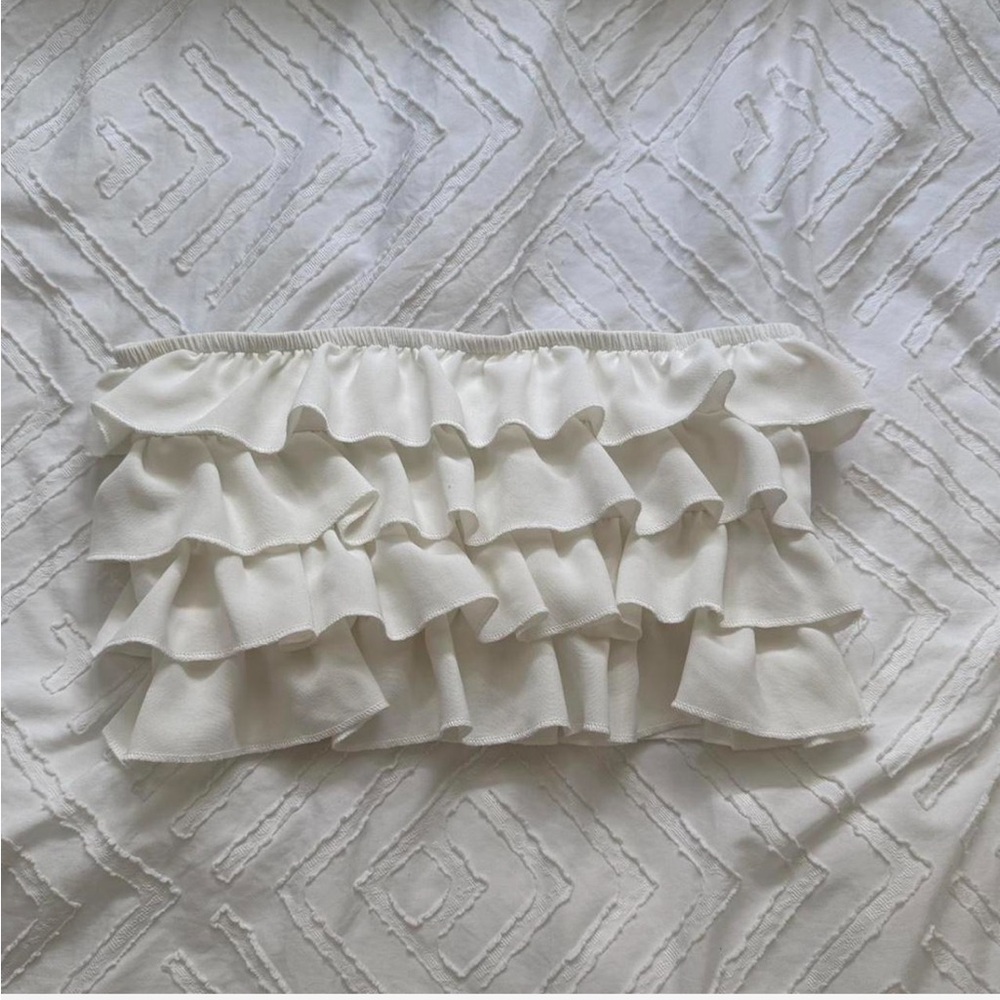 SHEIN White Ruffle Crop Top